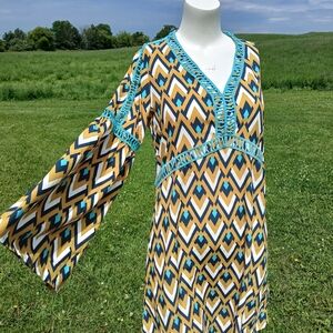 NEW nwot Dress Filly Flair size S Small Mustard Hippie Boho Lightweight Summer